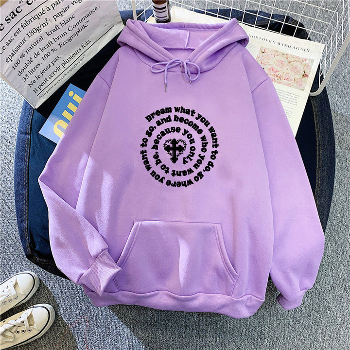 Damhoodie med inspirerande motiv Mirla-Eva Jonsson