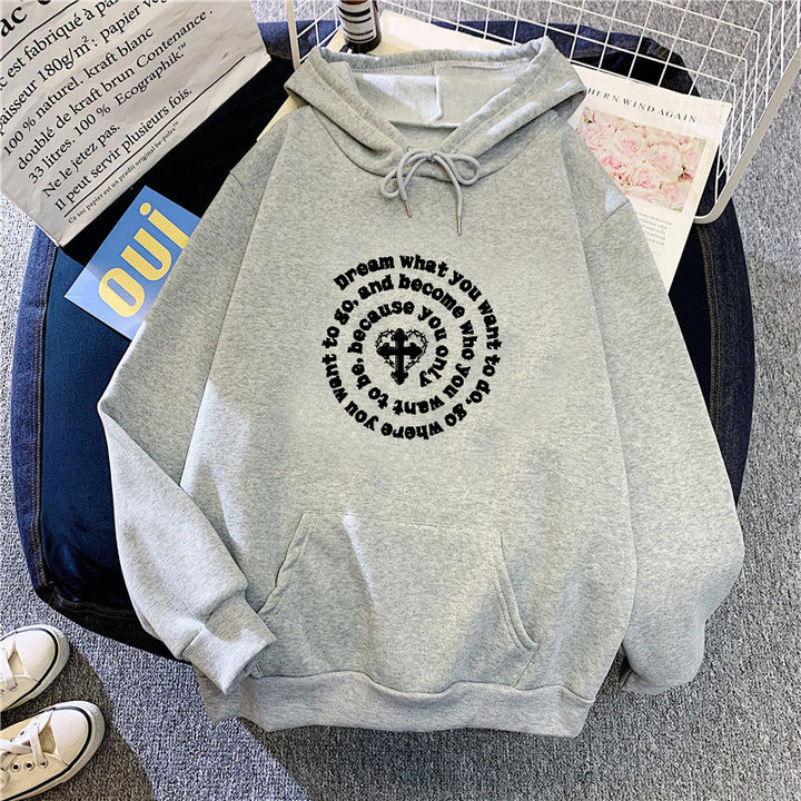 Damhoodie med inspirerande motiv Mirla-Eva Jonsson