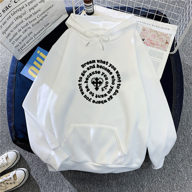 Damhoodie med inspirerande motiv Mirla-Eva Jonsson