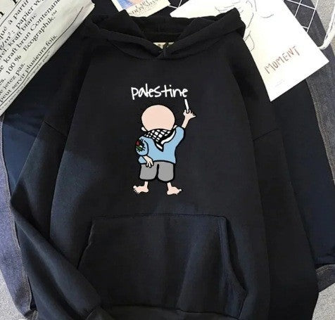 Damhoodie med kreativ illustrationsdesign Mirla-Eva Jonsson
