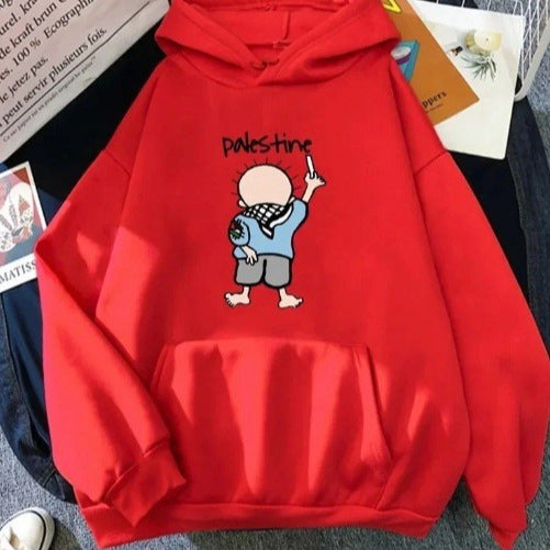 Damhoodie med kreativ illustrationsdesign Mirla-Eva Jonsson