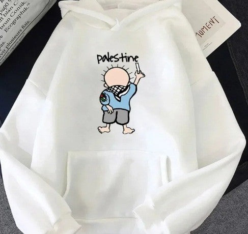 Damhoodie med kreativ illustrationsdesign Mirla-Eva Jonsson