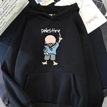 Damhoodie med kreativ illustrationsdesign Mirla-Eva Jonsson