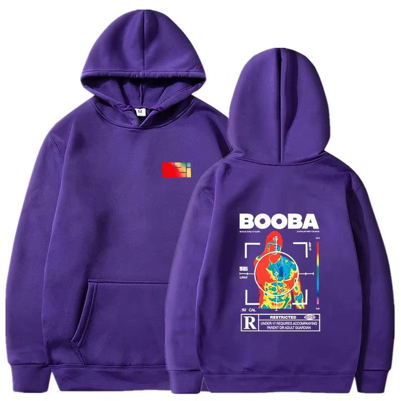 Damhoodie med kreativt konstnärligt tryck Mirla-Eva Jonsson