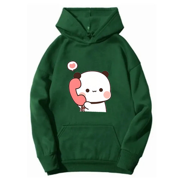 Damhoodie med lekfull design av panda Mirla-Eva Jonsson
