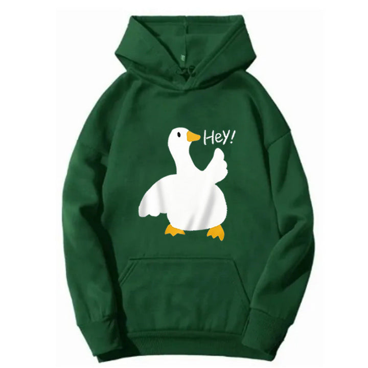 Damhoodie med lekfullt anka motiv Mirla-Eva Jonsson