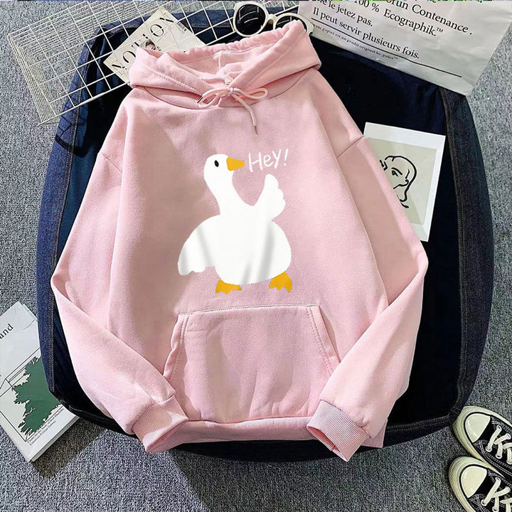 Damhoodie med lekfullt anka motiv Mirla-Eva Jonsson