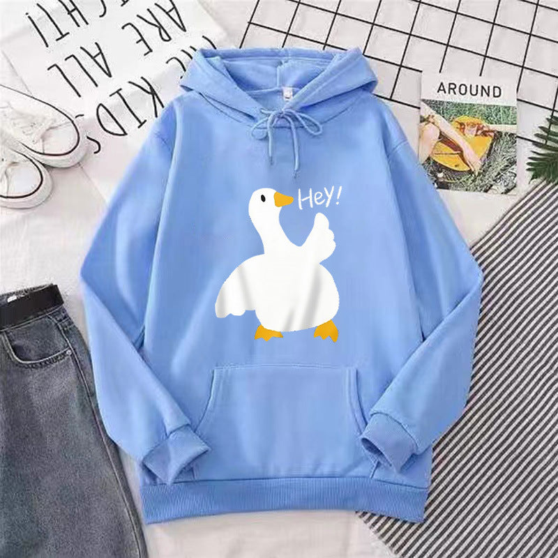 Damhoodie med lekfullt anka motiv Mirla-Eva Jonsson