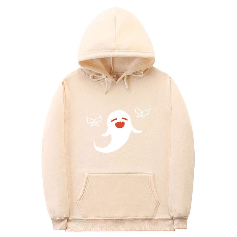 Damhoodie med lekfullt spökmotiv Mirla-Eva Jonsson
