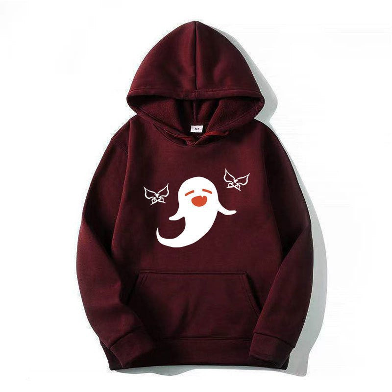 Damhoodie med lekfullt spökmotiv Mirla-Eva Jonsson