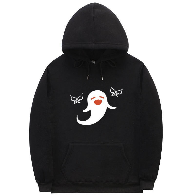 Damhoodie med lekfullt spökmotiv Mirla-Eva Jonsson