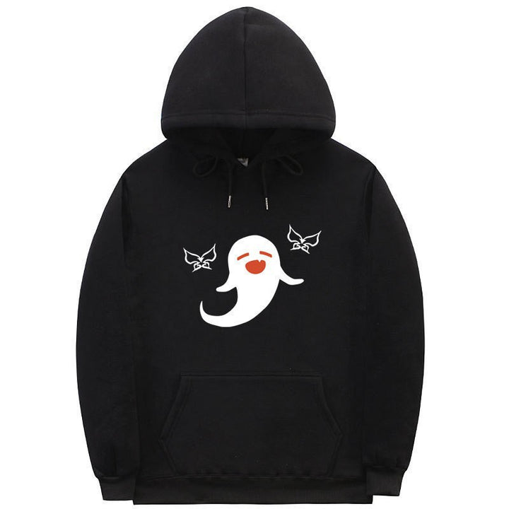 Damhoodie med lekfullt spökmotiv Mirla-Eva Jonsson