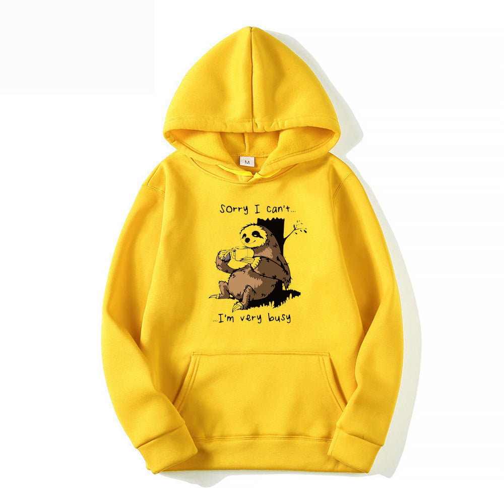 Damhoodie med söt djurmotiv och lekfull slogan Mirla-Eva Jonsson
