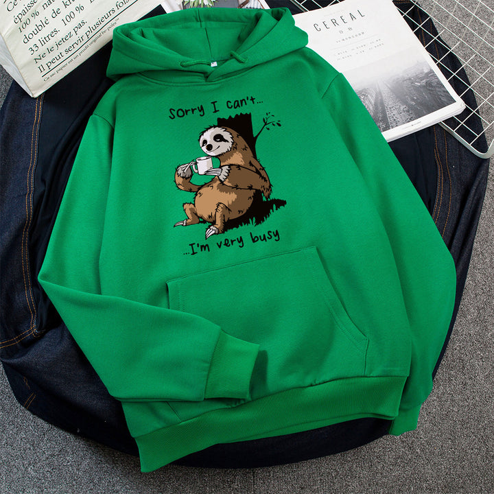 Damhoodie med söt djurmotiv och lekfull slogan Mirla-Eva Jonsson