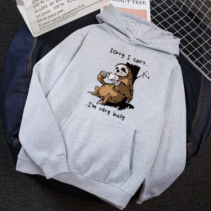 Damhoodie med söt djurmotiv och lekfull slogan Mirla-Eva Jonsson