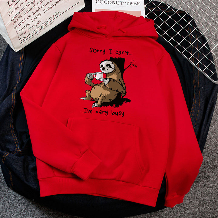 Damhoodie med söt djurmotiv och lekfull slogan Mirla-Eva Jonsson