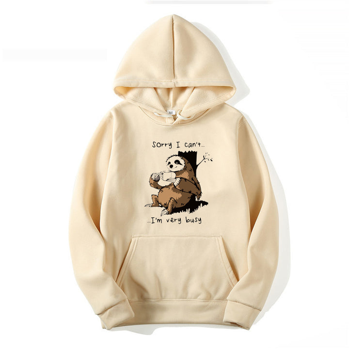 Damhoodie med söt djurmotiv och lekfull slogan Mirla-Eva Jonsson
