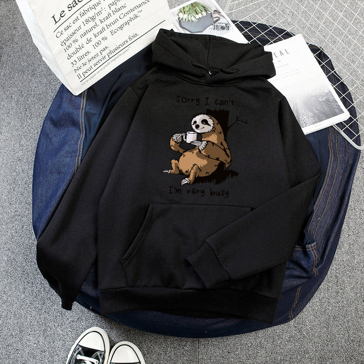 Damhoodie med söt djurmotiv och lekfull slogan Mirla-Eva Jonsson
