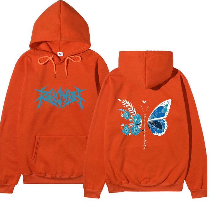 Damhoodie med unikt fjäril- och blommotiv Mirla-Eva Jonsson