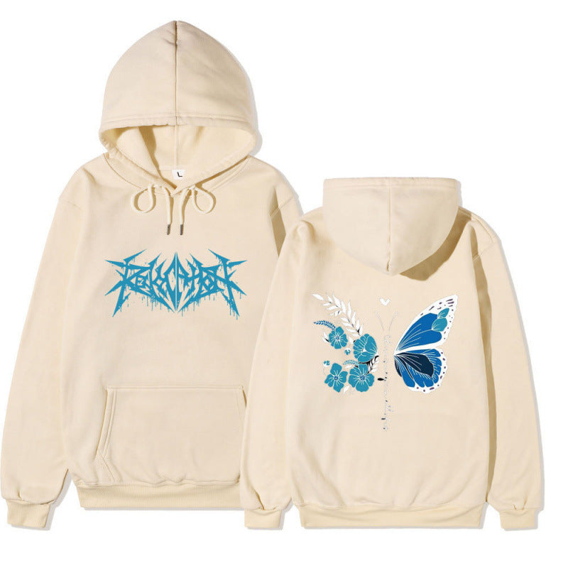 Damhoodie med unikt fjäril- och blommotiv Mirla-Eva Jonsson