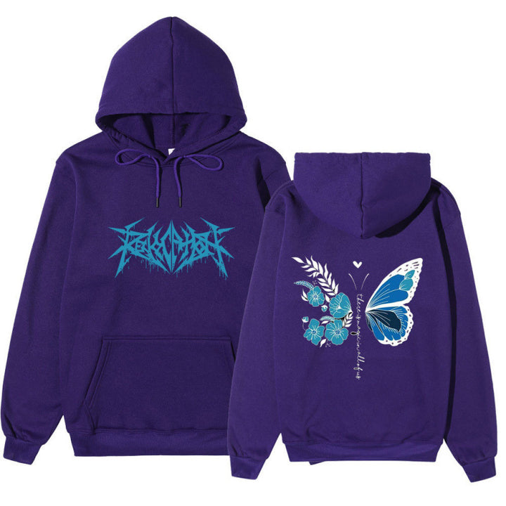 Damhoodie med unikt fjäril- och blommotiv Mirla-Eva Jonsson