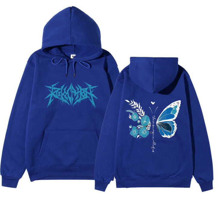 Damhoodie med unikt fjäril- och blommotiv Mirla-Eva Jonsson