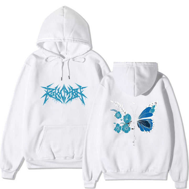 Damhoodie med unikt fjäril- och blommotiv Mirla-Eva Jonsson
