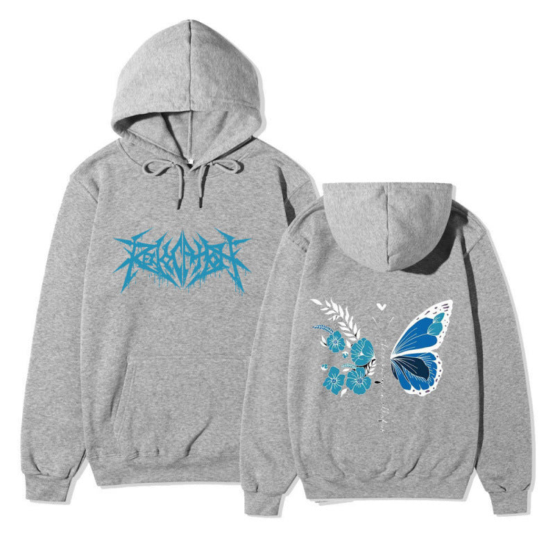 Damhoodie med unikt fjäril- och blommotiv Mirla-Eva Jonsson