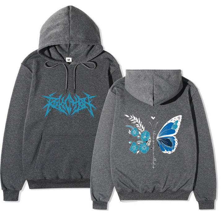 Damhoodie med unikt fjäril- och blommotiv Mirla-Eva Jonsson