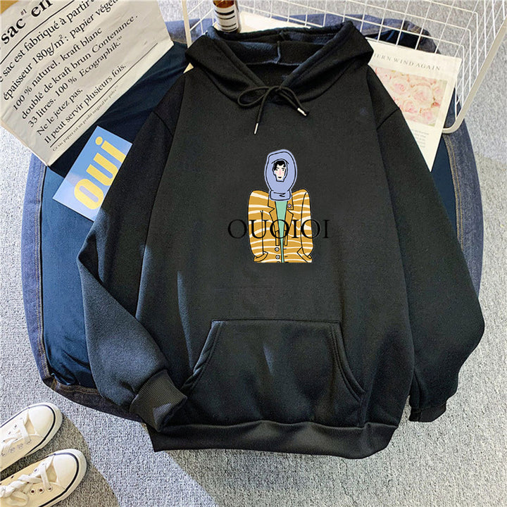 Damhoodie med unikt tecknad design Mirla-Eva Jonsson