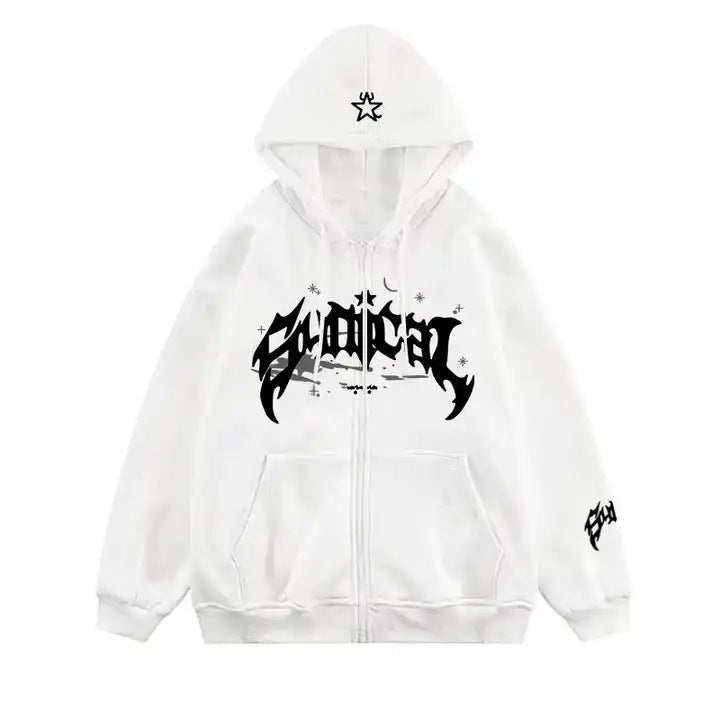 Damhoodie med urban grafisk element och praktiska fickor Mirla-Eva Jonsson