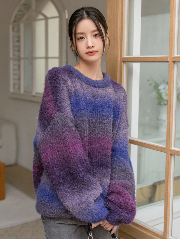 Damig Fuzzy Tröja med strukturerad färgövergång och lös passform Eva Jonsson-Eva Jonsson