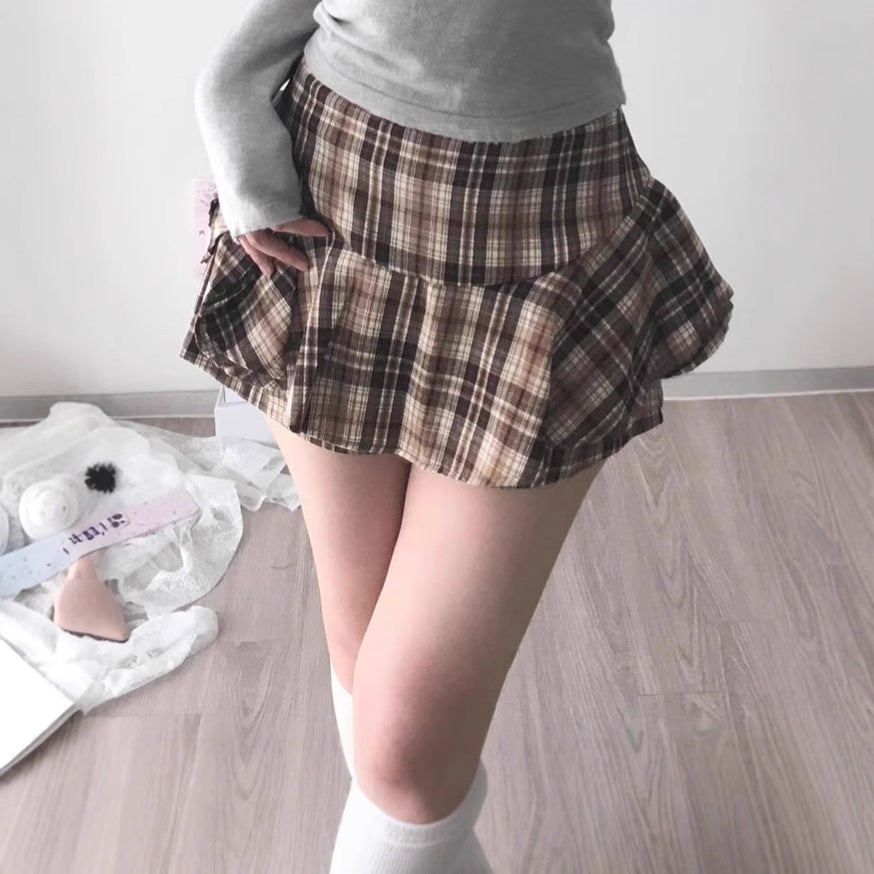 Damig Lekfull rutig kjol med integrerade shorts och hög midja Mirla-Eva Jonsson