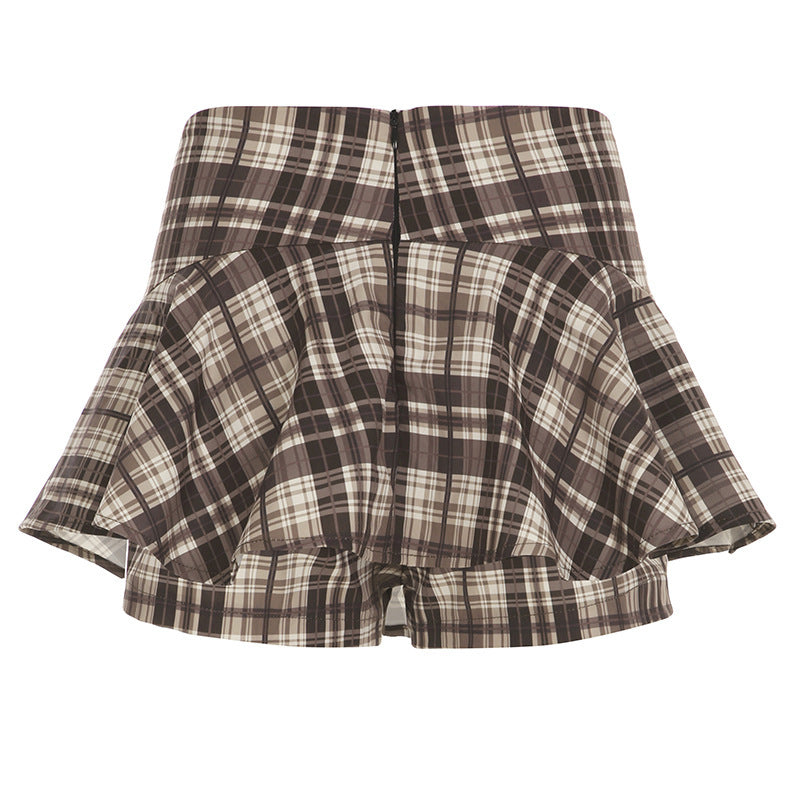 Damig Lekfull rutig kjol med integrerade shorts och hög midja Mirla-Eva Jonsson