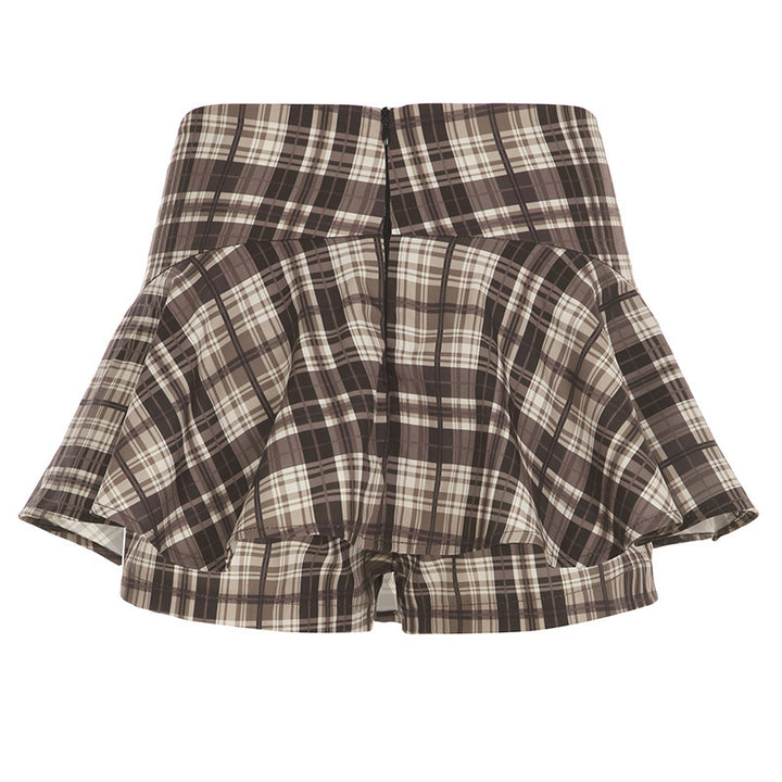 Damig Lekfull rutig kjol med integrerade shorts och hög midja Mirla-Eva Jonsson