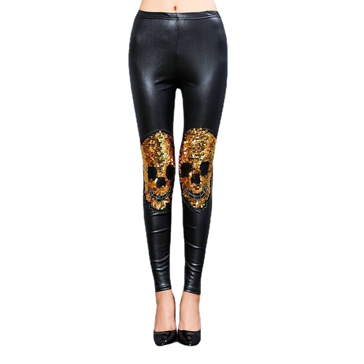 Damiga leggings med iögonfallande paljettdödskallemönster Eva Jonsson-Eva Jonsson