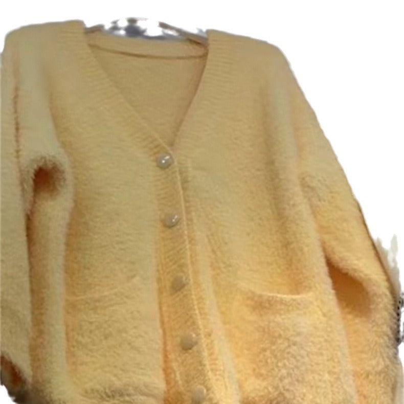 Damin Oversized Stickjacka med Mjuk Fleece och Speciella Knappryck Mirla-Eva Jonsson