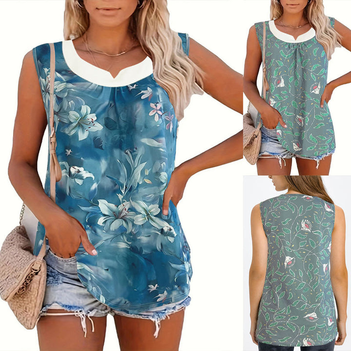 Damin ärmlös blus med blommönster och andningsbart material Eva Jonsson-Eva Jonsson