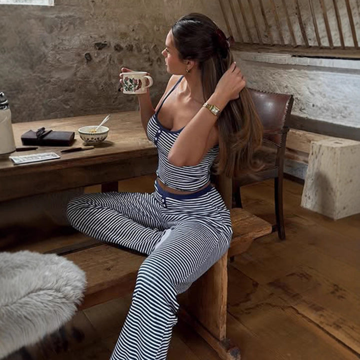 Damin fritids-set med randig design och hög midja Mirla-Eva Jonsson