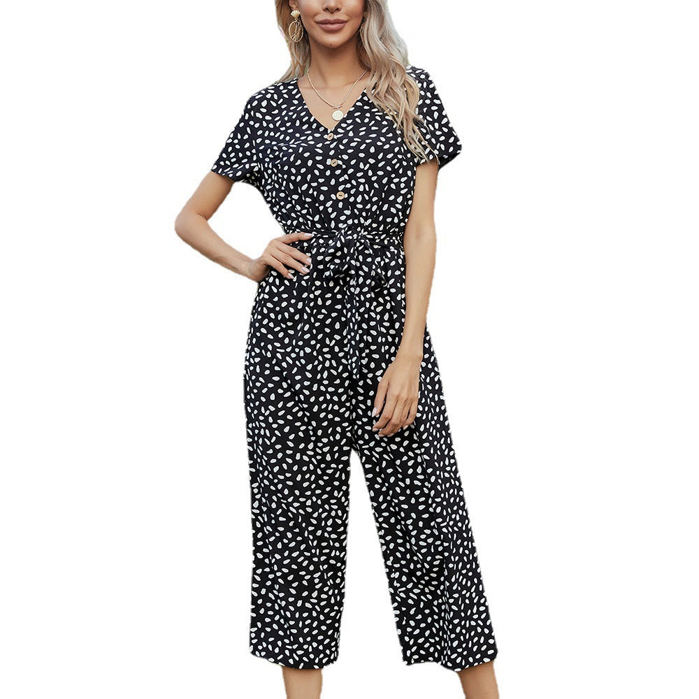 Damin jumpsuit med knäppt halsringning och midjebälte Eva Jonsson-Eva Jonsson