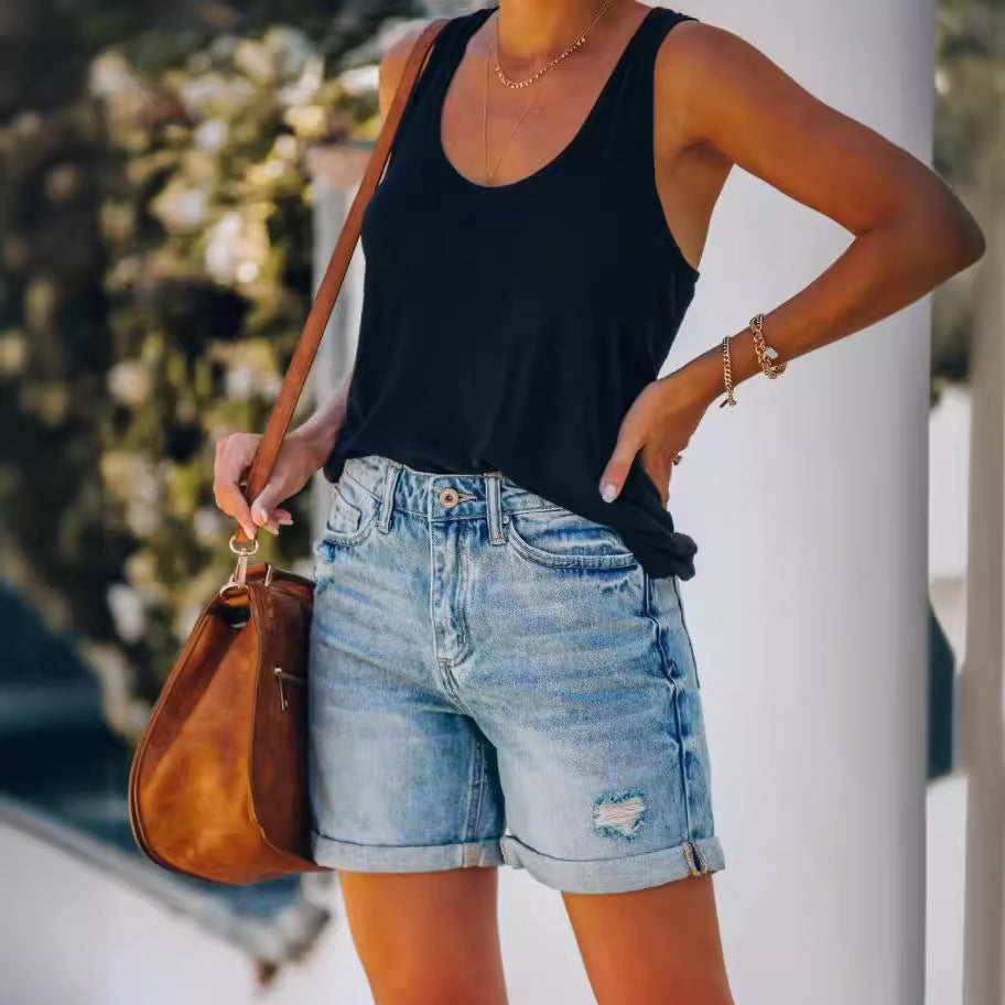 Damjeansshorts med en modern och avslappnad passform Mirla-Eva Jonsson
