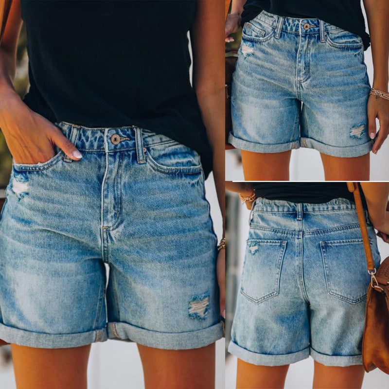 Damjeansshorts med en modern och avslappnad passform Mirla-Eva Jonsson