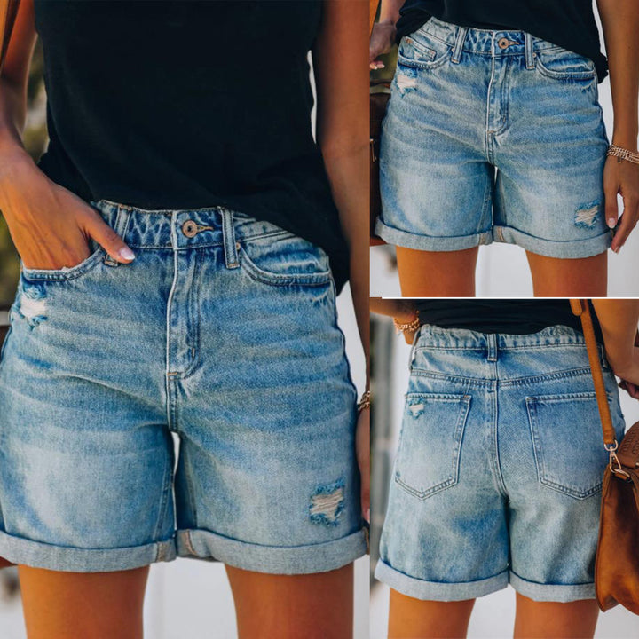 Damjeansshorts med en modern och avslappnad passform Mirla-Eva Jonsson