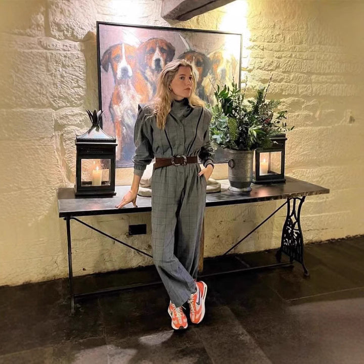 Damk Jumpsuit med skräddarsydd passform och grafiskt rutmönster Mirla-Eva Jonsson