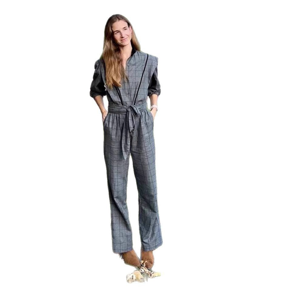Damk Jumpsuit med skräddarsydd passform och grafiskt rutmönster Mirla-Eva Jonsson