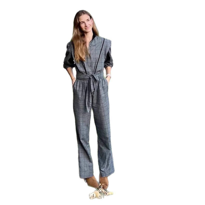 Damk Jumpsuit med skräddarsydd passform och grafiskt rutmönster Mirla-Eva Jonsson