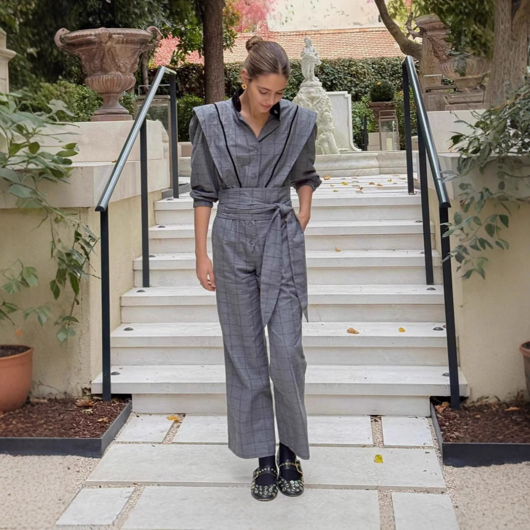 Damk Jumpsuit med skräddarsydd passform och grafiskt rutmönster Mirla-Eva Jonsson