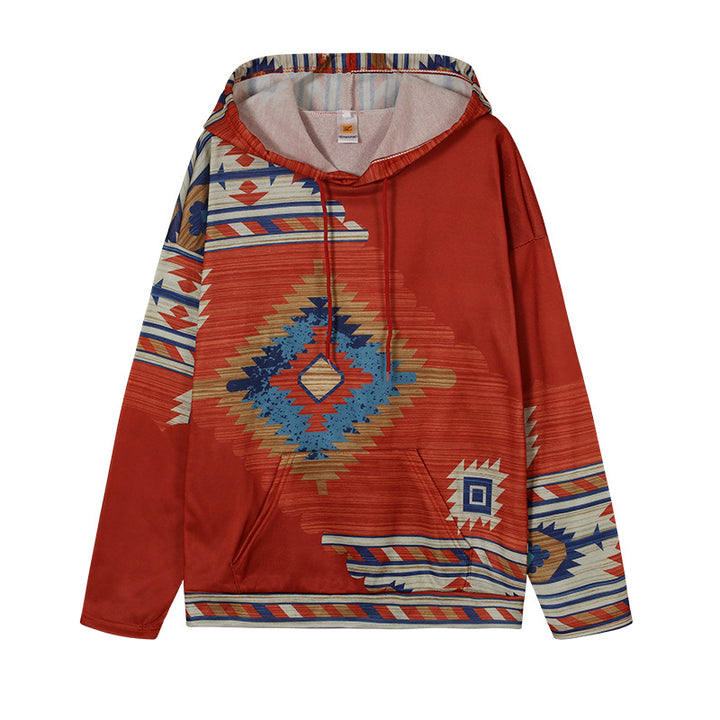 Damkapp Hoodie med unikt tribal-mönster Mirla-Eva Jonsson