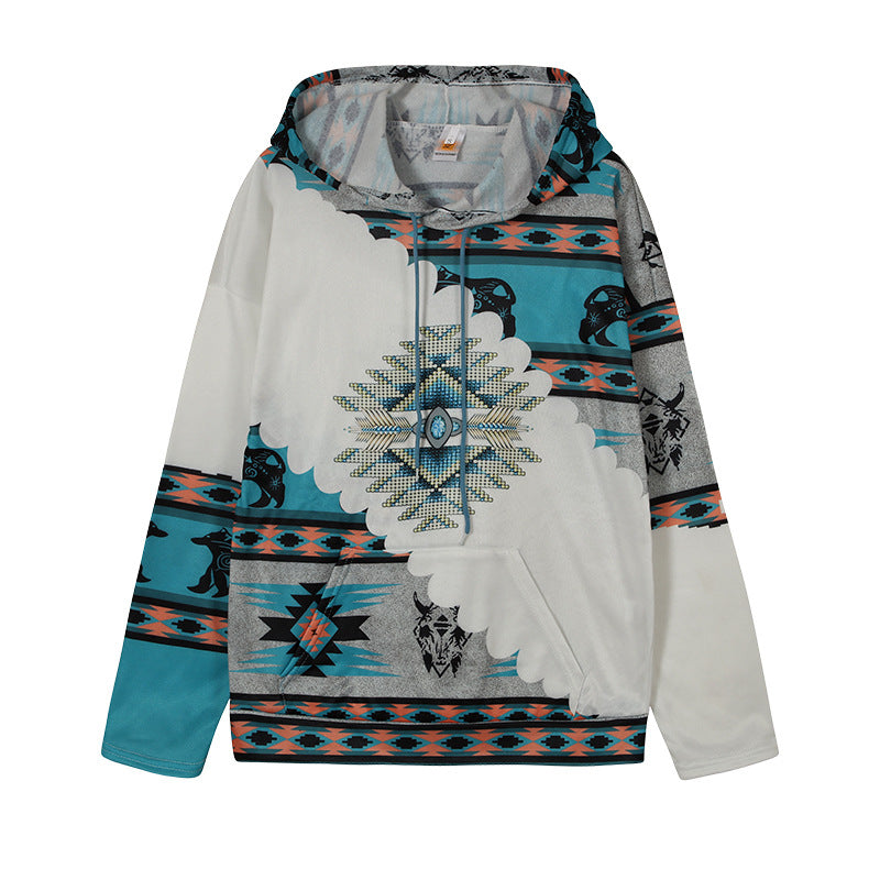 Damkapp Hoodie med unikt tribal-mönster Mirla-Eva Jonsson