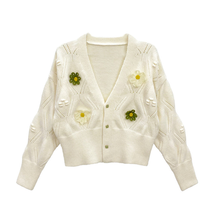 Damkar med blommönster och elegant V-krage Mirla-Eva Jonsson